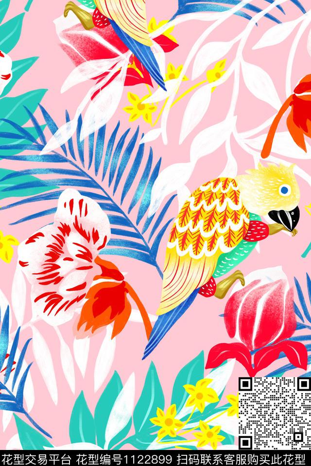 动物大牌风热情夏威夷传统印花华亿平台下载（图片编号: 1122899） - 瓦栏（Walan）