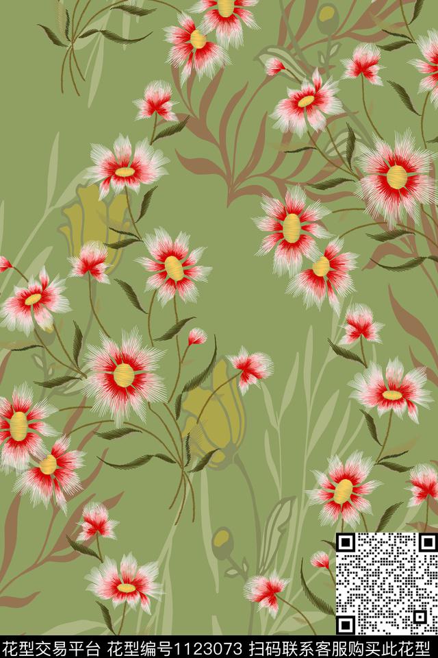 花卉女装满版散花数码印花华亿平台下载（图片编号: 1123073） - 瓦栏（Walan）