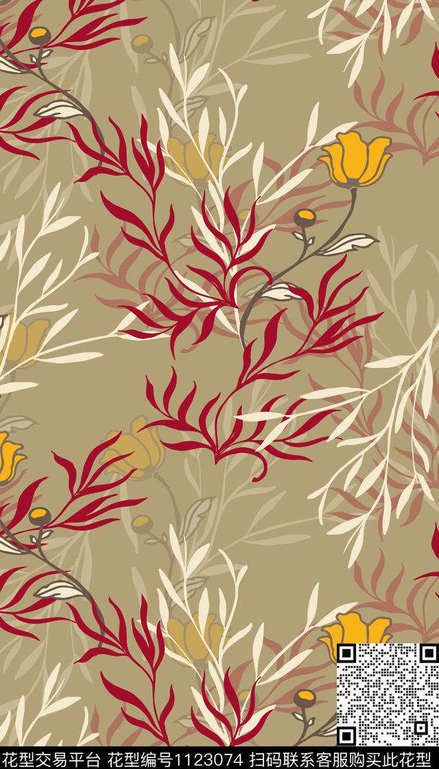 花卉女装满版散花数码印花华亿平台下载（图片编号: 1123074） - 瓦栏（Walan）