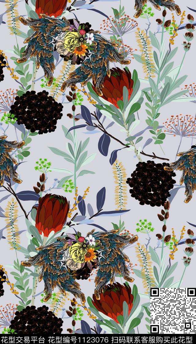 花卉女装满版散花数码印花华亿平台下载（图片编号: 1123076） - 瓦栏（Walan）