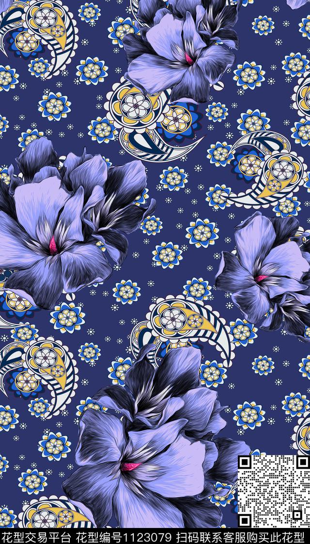 花卉女装满版散花数码印花华亿平台下载（图片编号: 1123079） - 瓦栏（Walan）