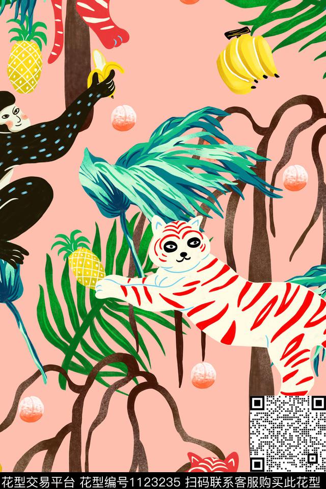 热带华亿平台动物大牌风传统印花华亿平台下载（图片编号: 1123235） - 瓦栏（Walan）