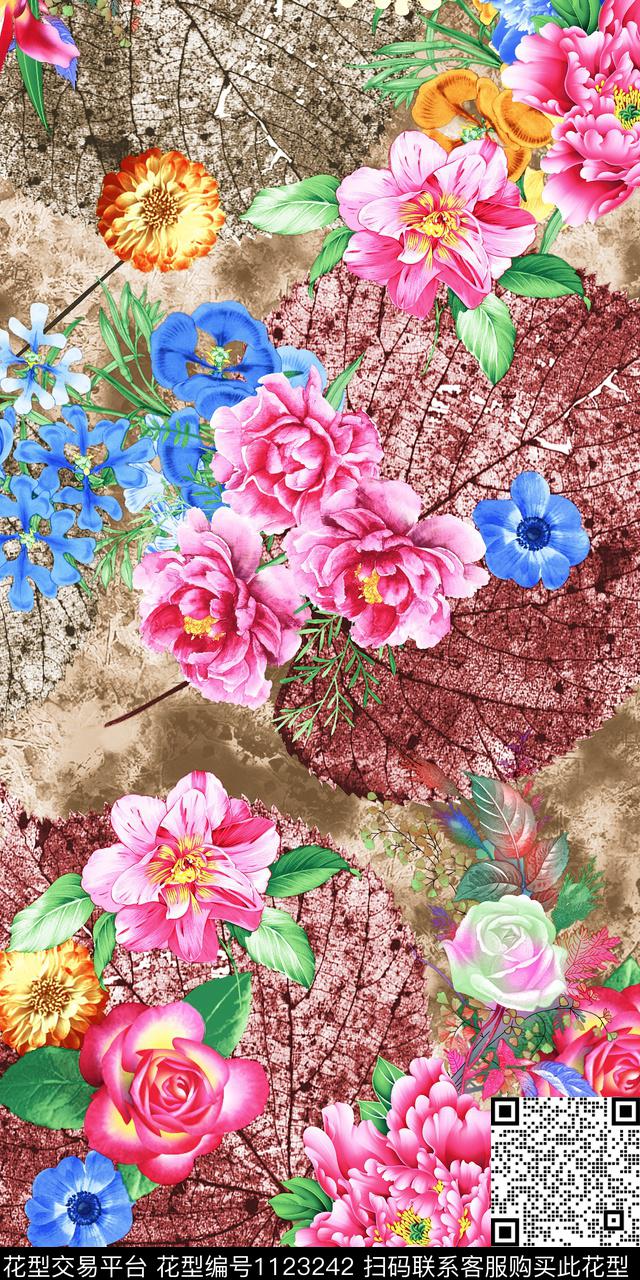 花卉传统印花华亿平台下载（图片编号: 1123242） - 瓦栏（Walan）