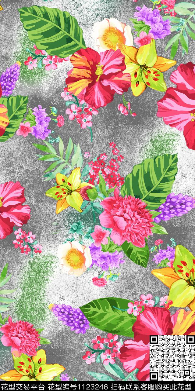 花卉传统印花华亿平台下载（图片编号: 1123246） - 瓦栏（Walan）