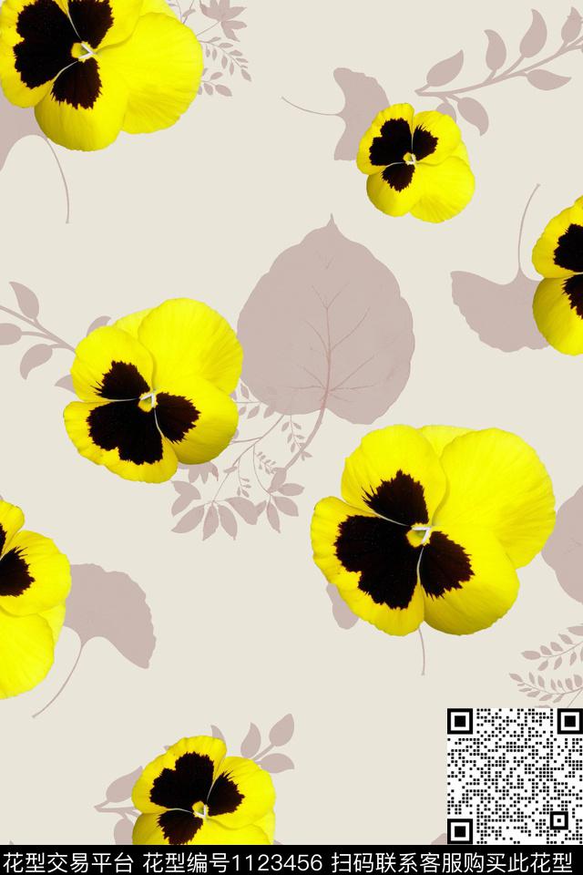 男装花卉水彩花卉数码印花华亿平台下载（图片编号: 1123456） - 瓦栏（Walan）