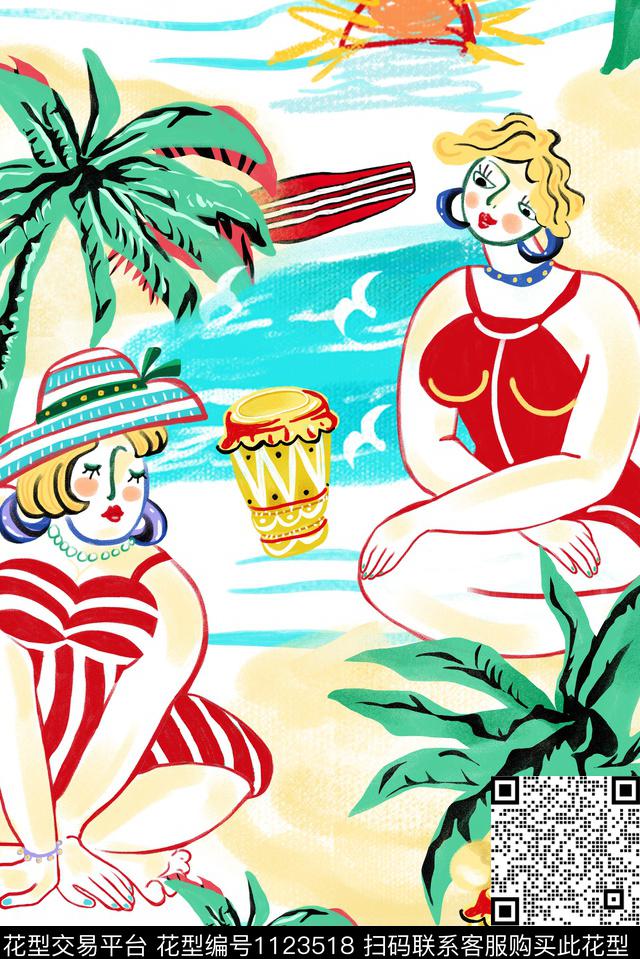 热带华亿平台大牌风热情夏威夷传统印花华亿平台下载（图片编号: 1123518） - 瓦栏（Walan）