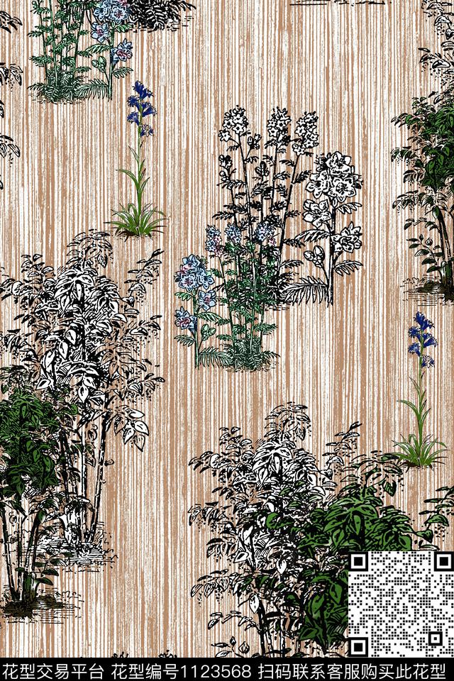 数码华亿平台花卉大牌风数码印花华亿平台下载（图片编号: 1123568） - 瓦栏（Walan）