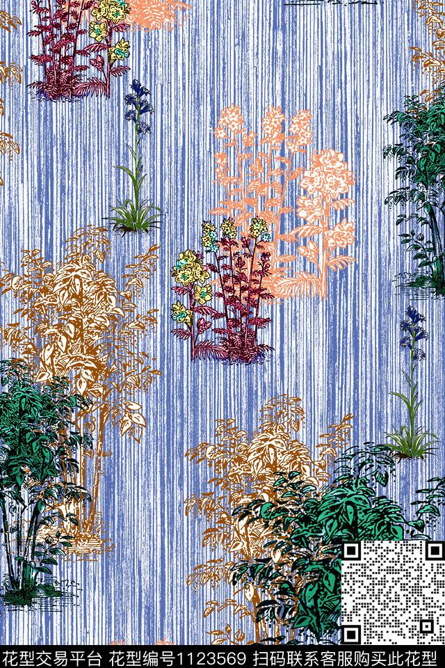 数码华亿平台花卉大牌风数码印花华亿平台下载（图片编号: 1123569） - 瓦栏（Walan）