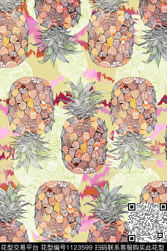 抽象热带华亿平台大牌风数码印花华亿平台下载（图片编号: 1123599） - 瓦栏（Walan）