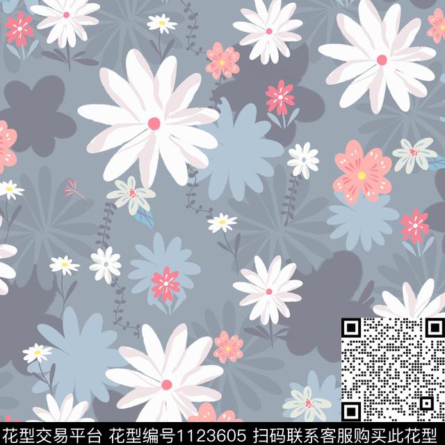 手绘花卉小碎花花卉数码印花华亿平台下载（图片编号: 1123605） - 瓦栏（Walan）