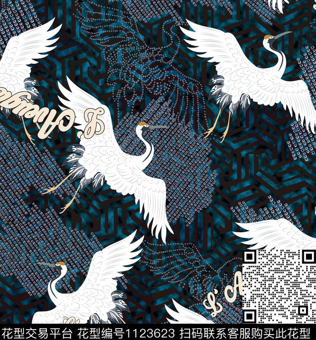 复古简约动物数码印花华亿平台下载（图片编号: 1123623） - 瓦栏（Walan）