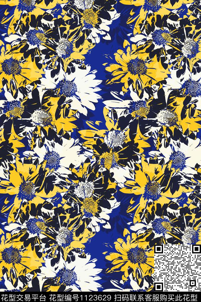 女装菊花花卉传统印花华亿平台下载（图片编号: 1123629） - 瓦栏（Walan）
