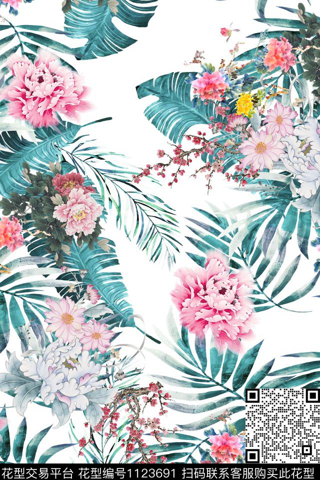 数码华亿平台花卉植物数码印花华亿平台下载（图片编号: 1123691） - 瓦栏（Walan）