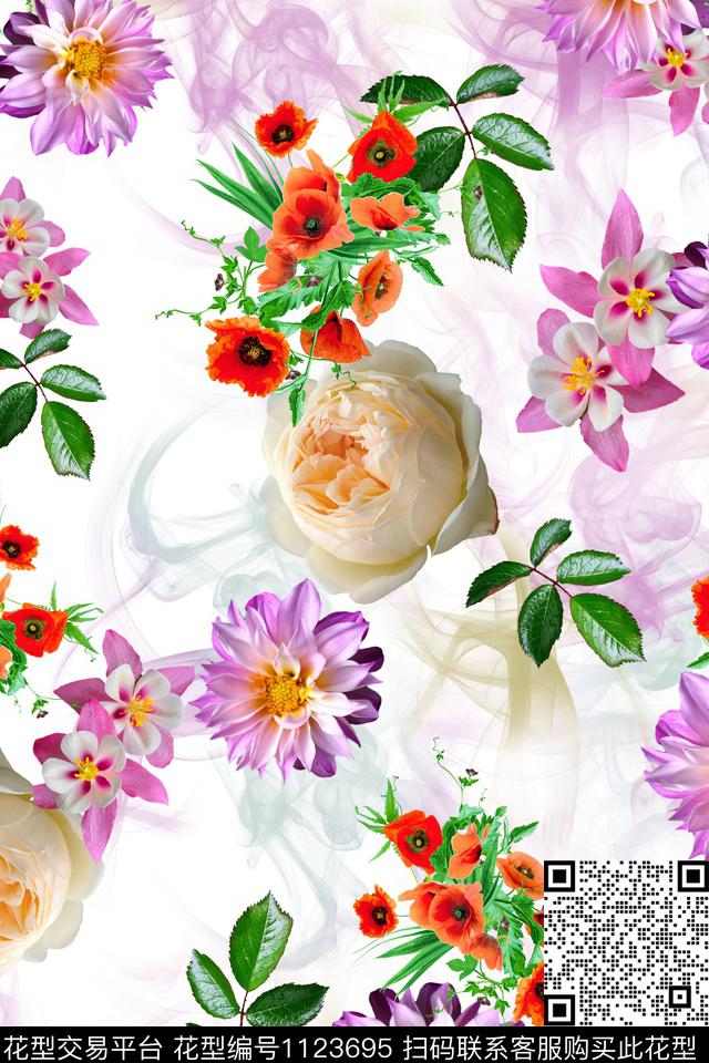 数码华亿平台花卉植物数码印花华亿平台下载（图片编号: 1123695） - 瓦栏（Walan）