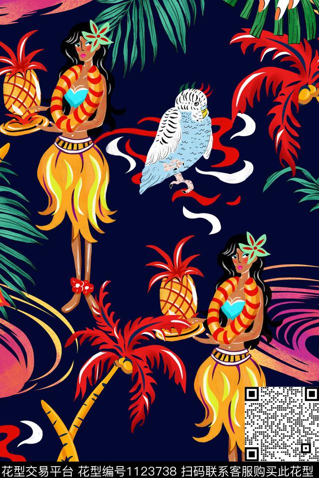 热带华亿平台动物大牌风传统印花华亿平台下载（图片编号: 1123738） - 瓦栏（Walan）