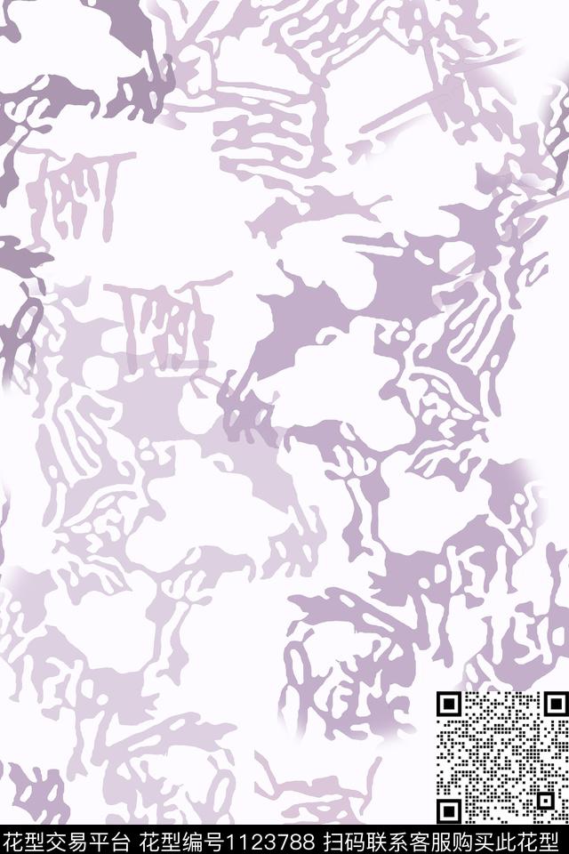 抽象花卉抽象渐变色彩数码印花华亿平台下载（图片编号: 1123788） - 瓦栏（Walan）