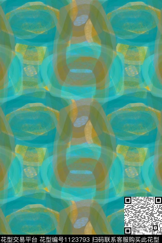 几何抽象径庭迷彩数码印花华亿平台下载（图片编号: 1123793） - 瓦栏（Walan）