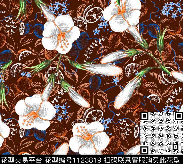 彩底花卉数码华亿平台花卉数码印花华亿平台下载（图片编号: 1123819） - 瓦栏（Walan）