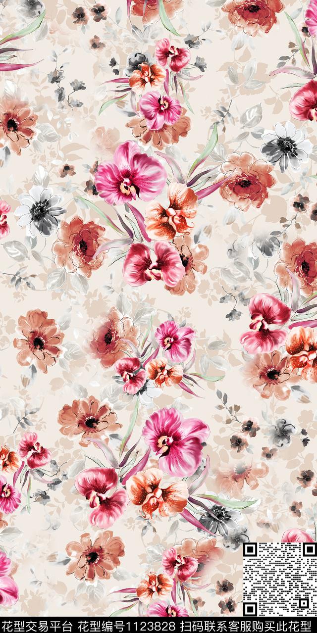 抽象数码华亿平台花卉数码印花华亿平台下载（图片编号: 1123828） - 瓦栏（Walan）