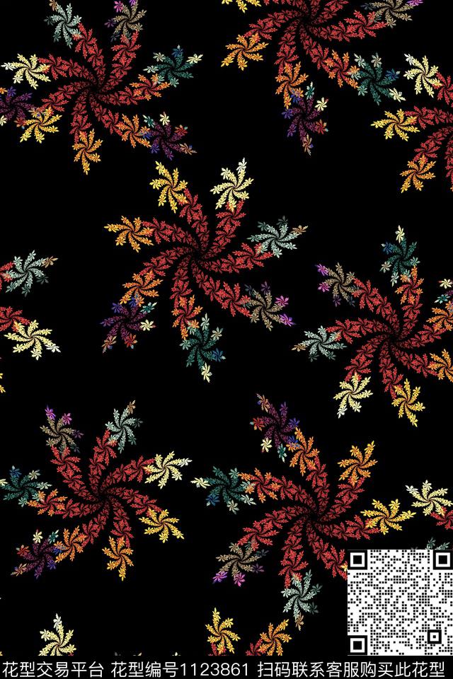 抽象艺术分形螺旋花数码印花华亿平台下载（图片编号: 1123861） - 瓦栏（Walan）
