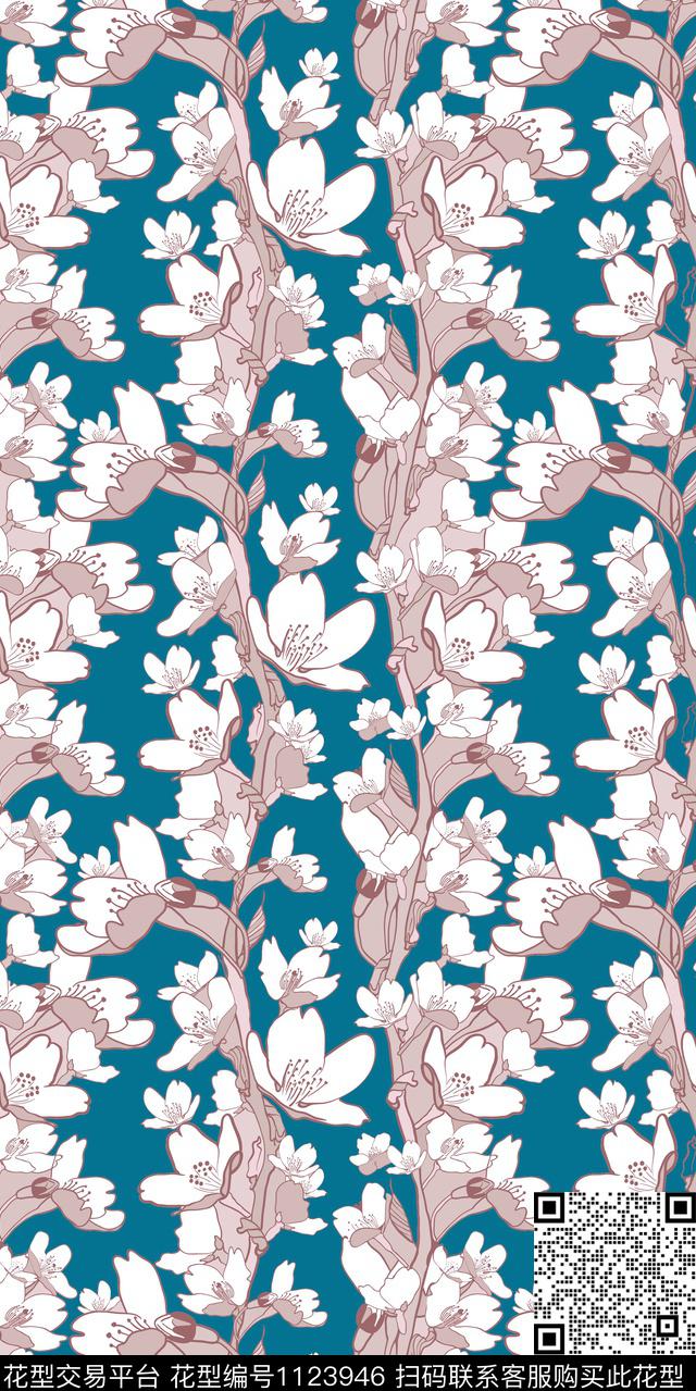数码华亿平台花卉大牌风数码印花华亿平台下载（图片编号: 1123946） - 瓦栏（Walan）
