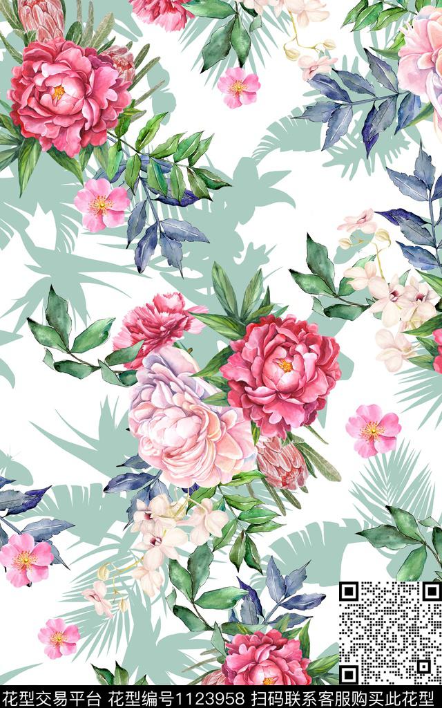 女装数码华亿平台花卉数码印花华亿平台下载（图片编号: 1123958） - 瓦栏（Walan）