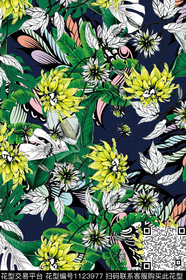 数码华亿平台大牌风热带华亿平台数码印花华亿平台下载（图片编号: 1123977） - 瓦栏（Walan）