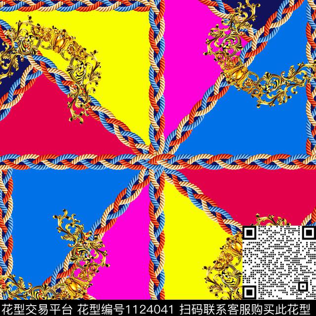 大牌风小方巾链条数码印花华亿平台下载（图片编号: 1124041） - 瓦栏（Walan）