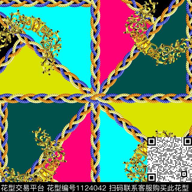 大牌风小方巾链条数码印花华亿平台下载（图片编号: 1124042） - 瓦栏（Walan）