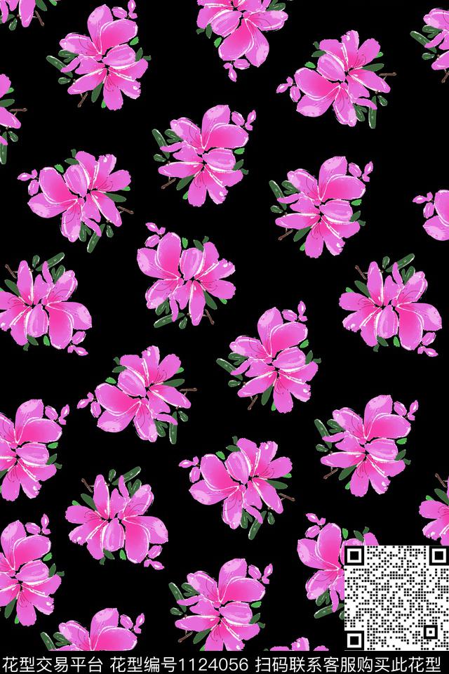 淑女花卉大花数码印花华亿平台下载（图片编号: 1124056） - 瓦栏（Walan）