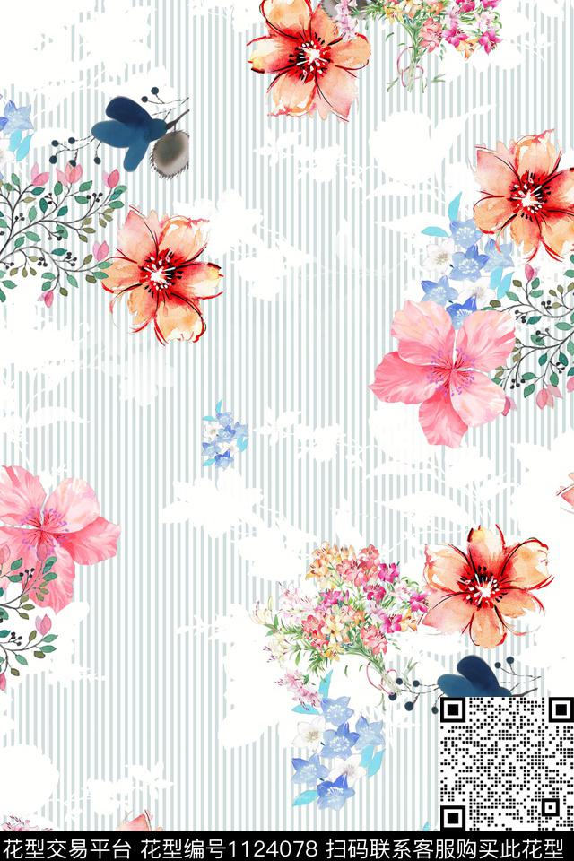 数码华亿平台花卉满版散花数码印花华亿平台下载（图片编号: 1124078） - 瓦栏（Walan）