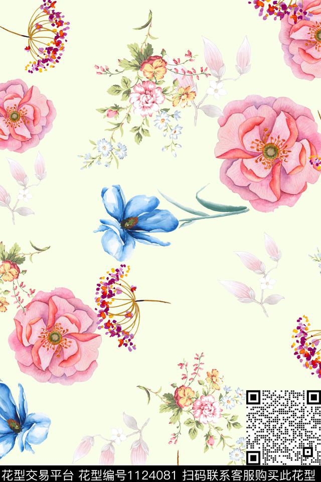 数码华亿平台花卉满版散花数码印花华亿平台下载（图片编号: 1124081） - 瓦栏（Walan）