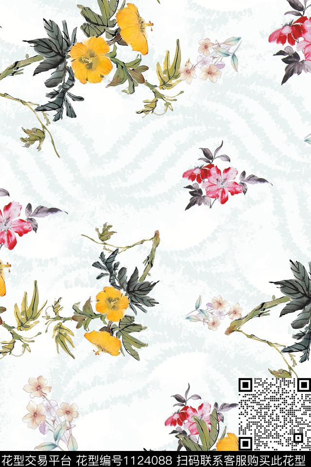 小碎花数码华亿平台满版散花数码印花华亿平台下载（图片编号: 1124088） - 瓦栏（Walan）