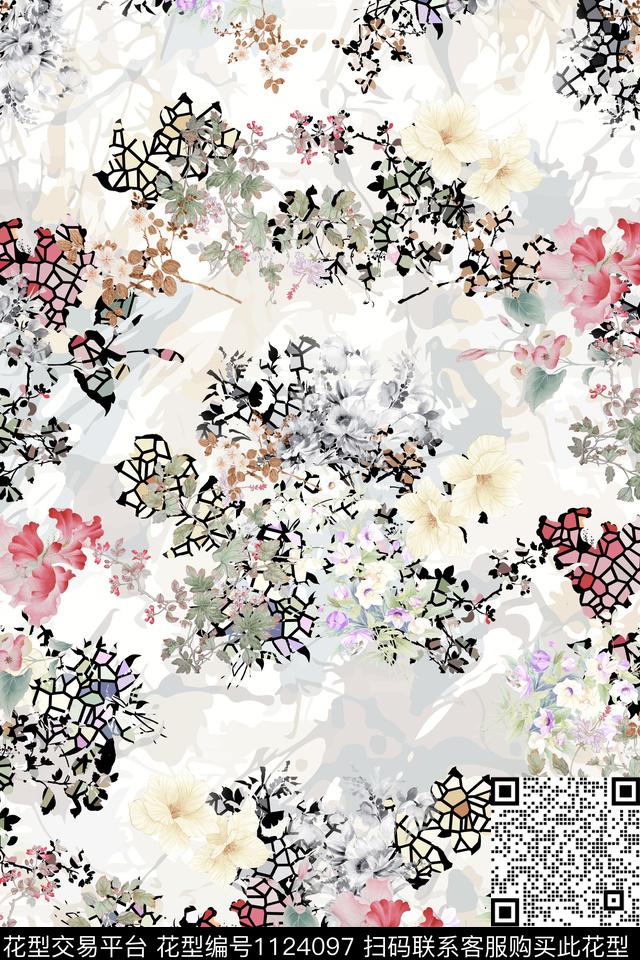 手绘花卉小碎花数码华亿平台数码印花华亿平台下载（图片编号: 1124097） - 瓦栏（Walan）