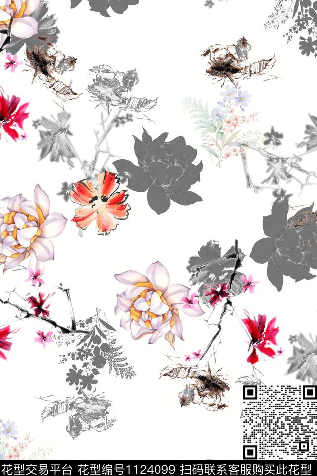 手绘花卉小碎花数码华亿平台数码印花华亿平台下载（图片编号: 1124099） - 瓦栏（Walan）