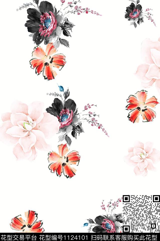 手绘花卉小碎花数码华亿平台数码印花华亿平台下载（图片编号: 1124101） - 瓦栏（Walan）