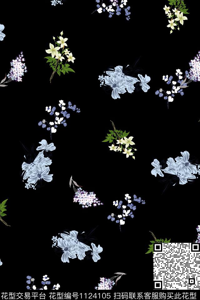手绘花卉小碎花数码华亿平台数码印花华亿平台下载（图片编号: 1124105） - 瓦栏（Walan）