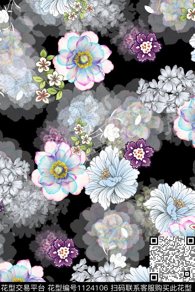 手绘花卉小碎花数码华亿平台数码印花华亿平台下载（图片编号: 1124106） - 瓦栏（Walan）