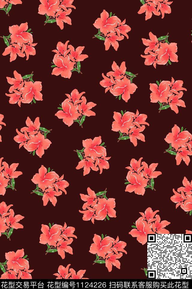 淑女花卉大花数码印花华亿平台下载（图片编号: 1124226） - 瓦栏（Walan）