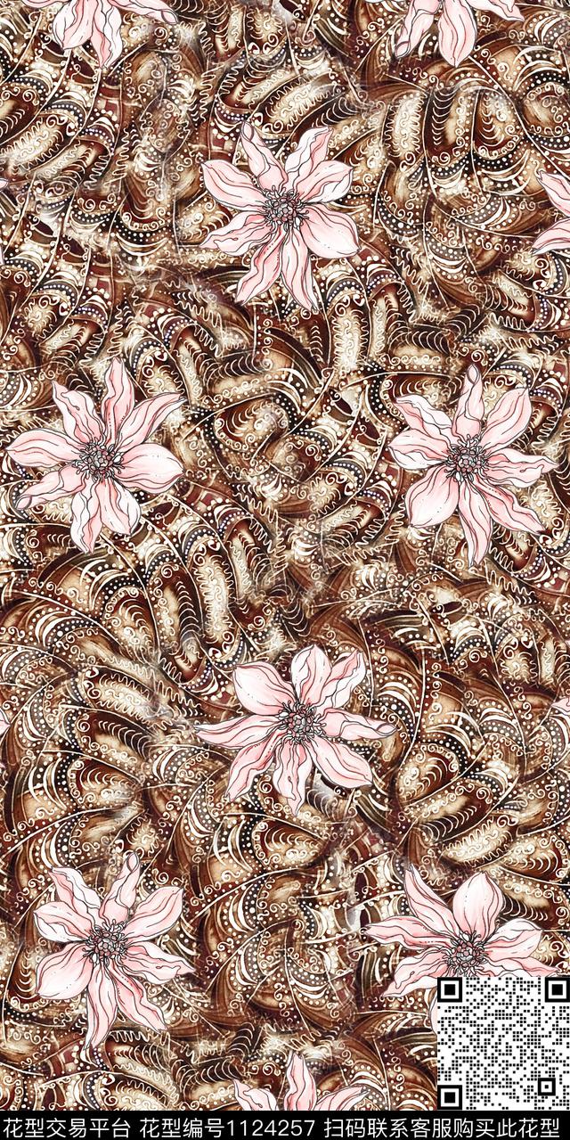 数码华亿平台花卉民族风数码印花华亿平台下载（图片编号: 1124257） - 瓦栏（Walan）