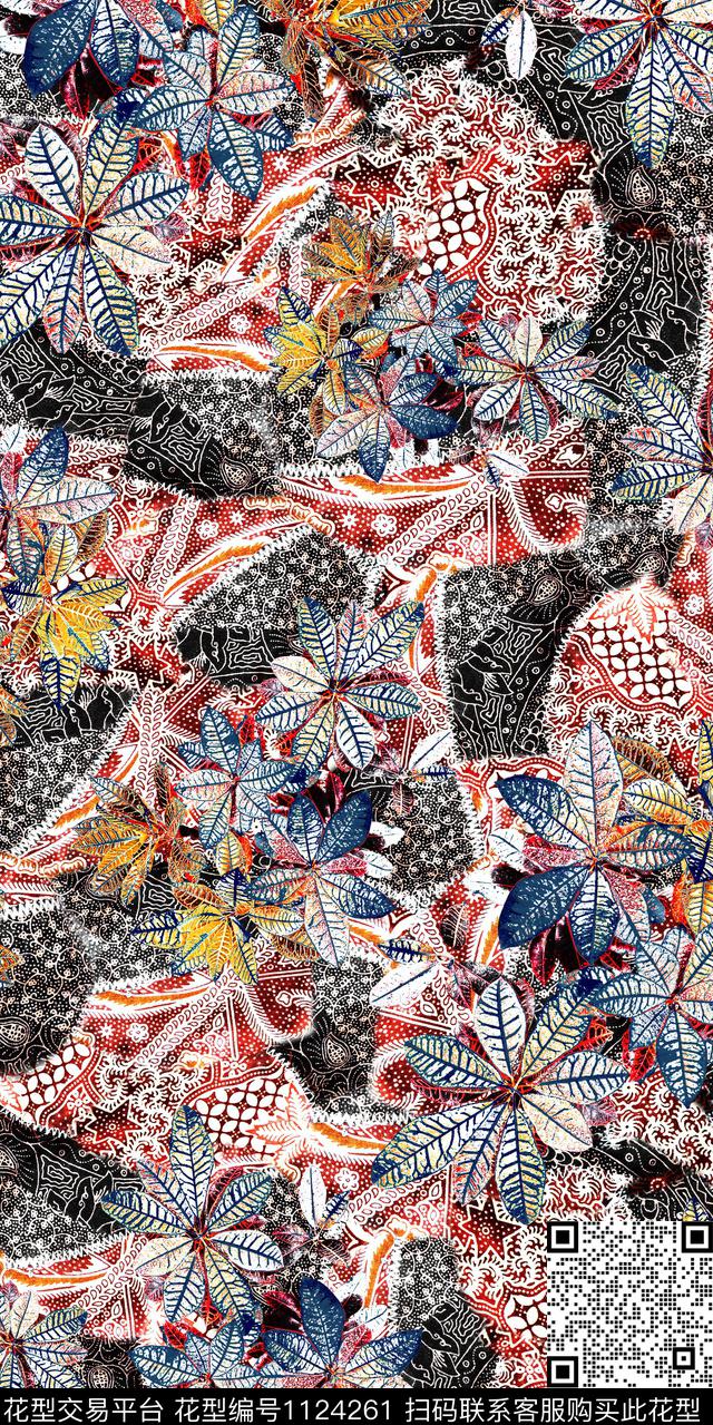 数码华亿平台花卉民族风数码印花华亿平台下载（图片编号: 1124261） - 瓦栏（Walan）