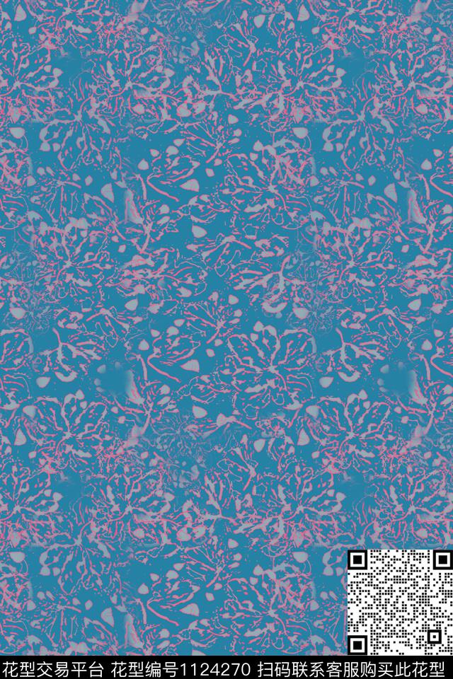 抽象花卉抽象碎碎花数码印花华亿平台下载（图片编号: 1124270） - 瓦栏（Walan）