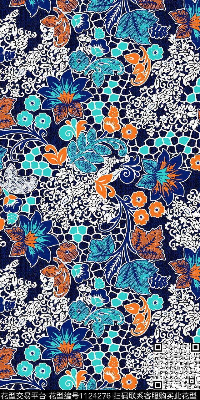 数码华亿平台花卉民族风数码印花华亿平台下载（图片编号: 1124276） - 瓦栏（Walan）