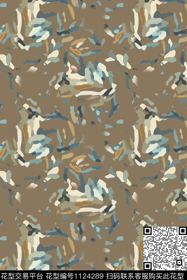 抽象花卉抽象径庭迷彩传统印花华亿平台下载（图片编号: 1124289） - 瓦栏（Walan）