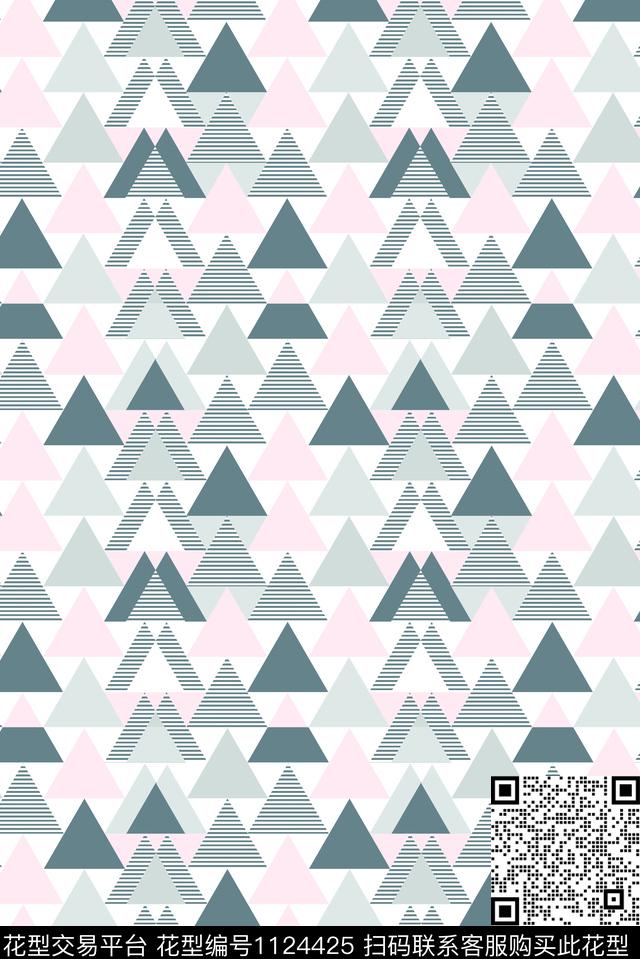 几何抽象大牌风数码印花华亿平台下载（图片编号: 1124425） - 瓦栏（Walan）