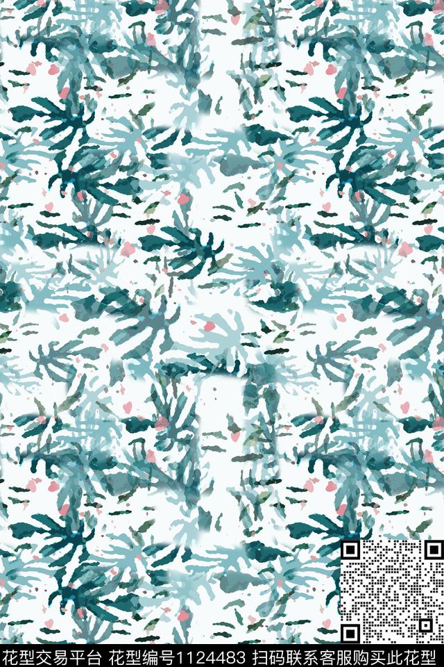 抽象花卉抽象径庭迷彩传统印花华亿平台下载（图片编号: 1124483） - 瓦栏（Walan）