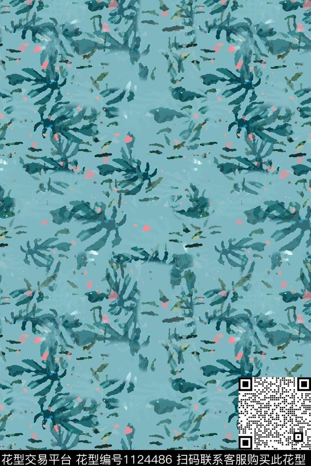 抽象花卉抽象径庭迷彩传统印花华亿平台下载（图片编号: 1124486） - 瓦栏（Walan）