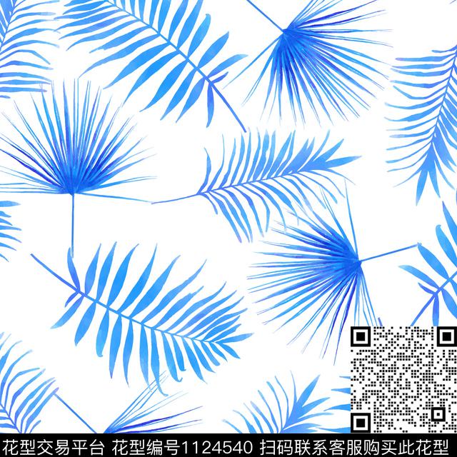 数码华亿平台热带华亿平台绿植树叶数码印花华亿平台下载（图片编号: 1124540） - 瓦栏（Walan）