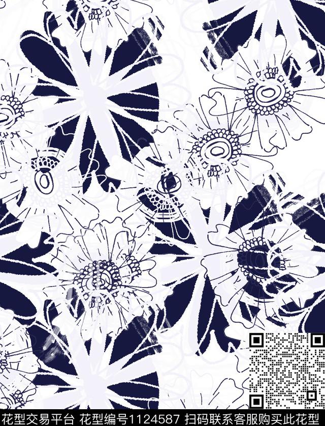 混合拼接几何抽象数码印花华亿平台下载（图片编号: 1124587） - 瓦栏（Walan）