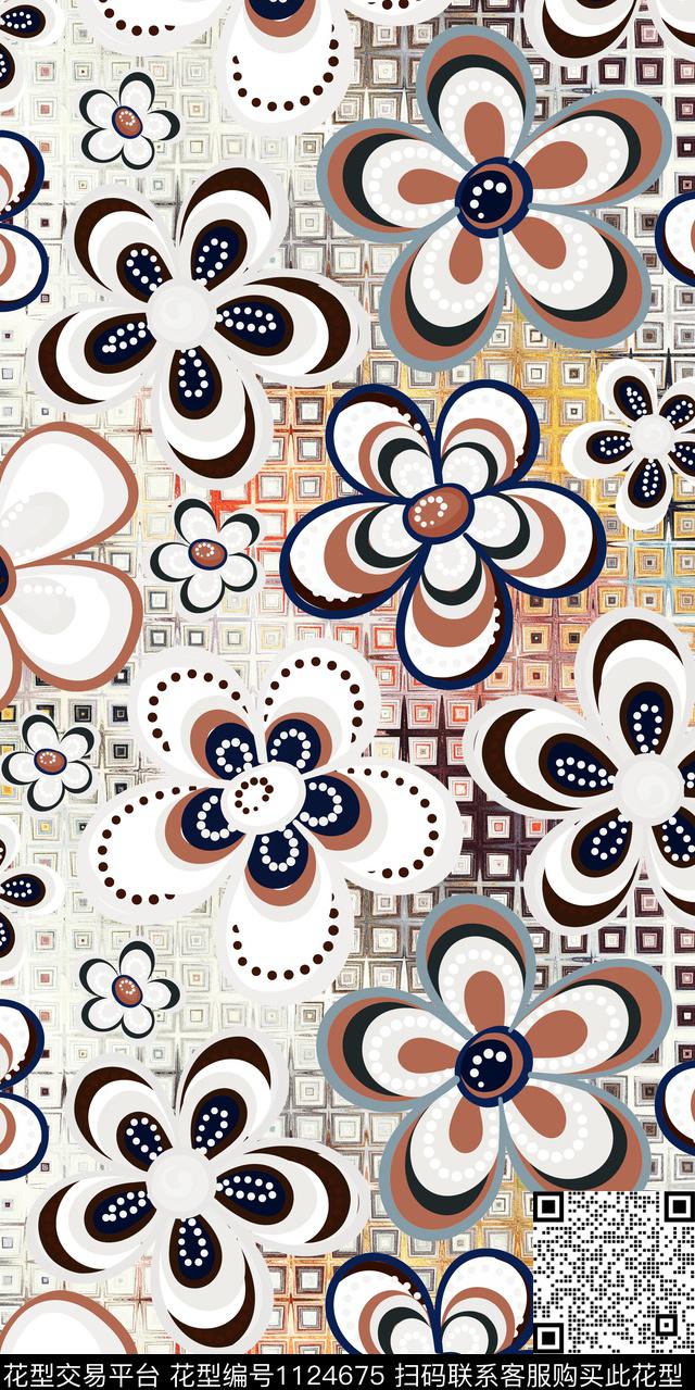 数码华亿平台几何抽象数码印花华亿平台下载（图片编号: 1124675） - 瓦栏（Walan）